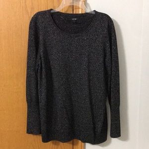 Black sweater with silver flecks throughout.